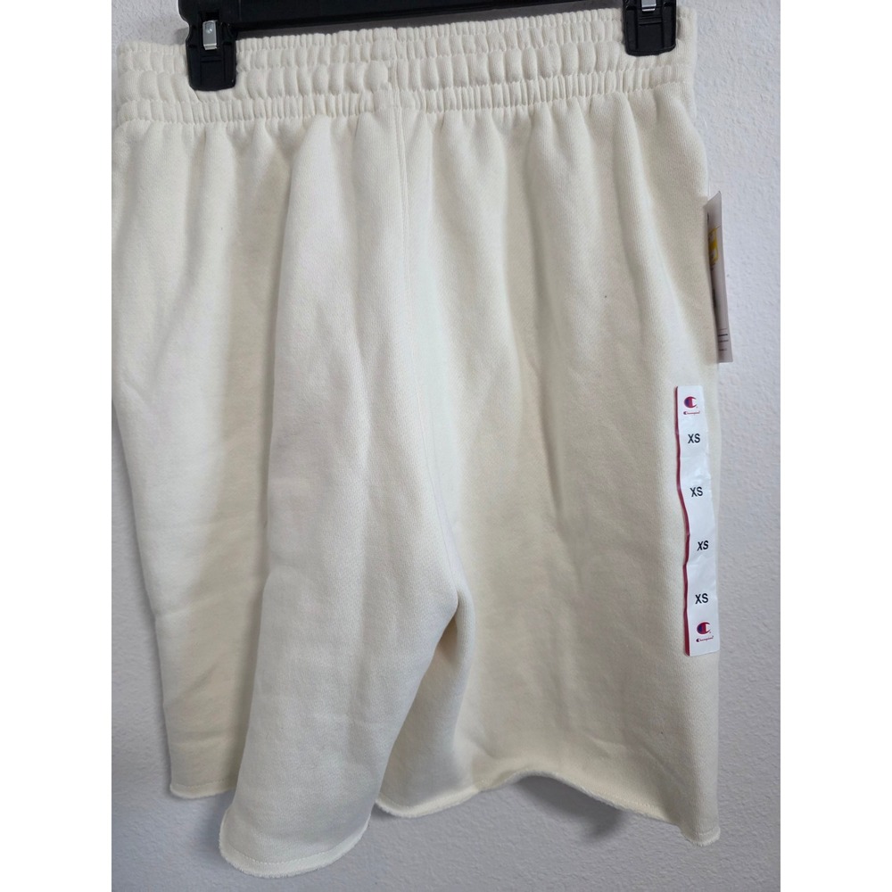 Champion Everyday Standard Shorts XS Cream Fleece Raw Hem NWT - Picture 5 of 5